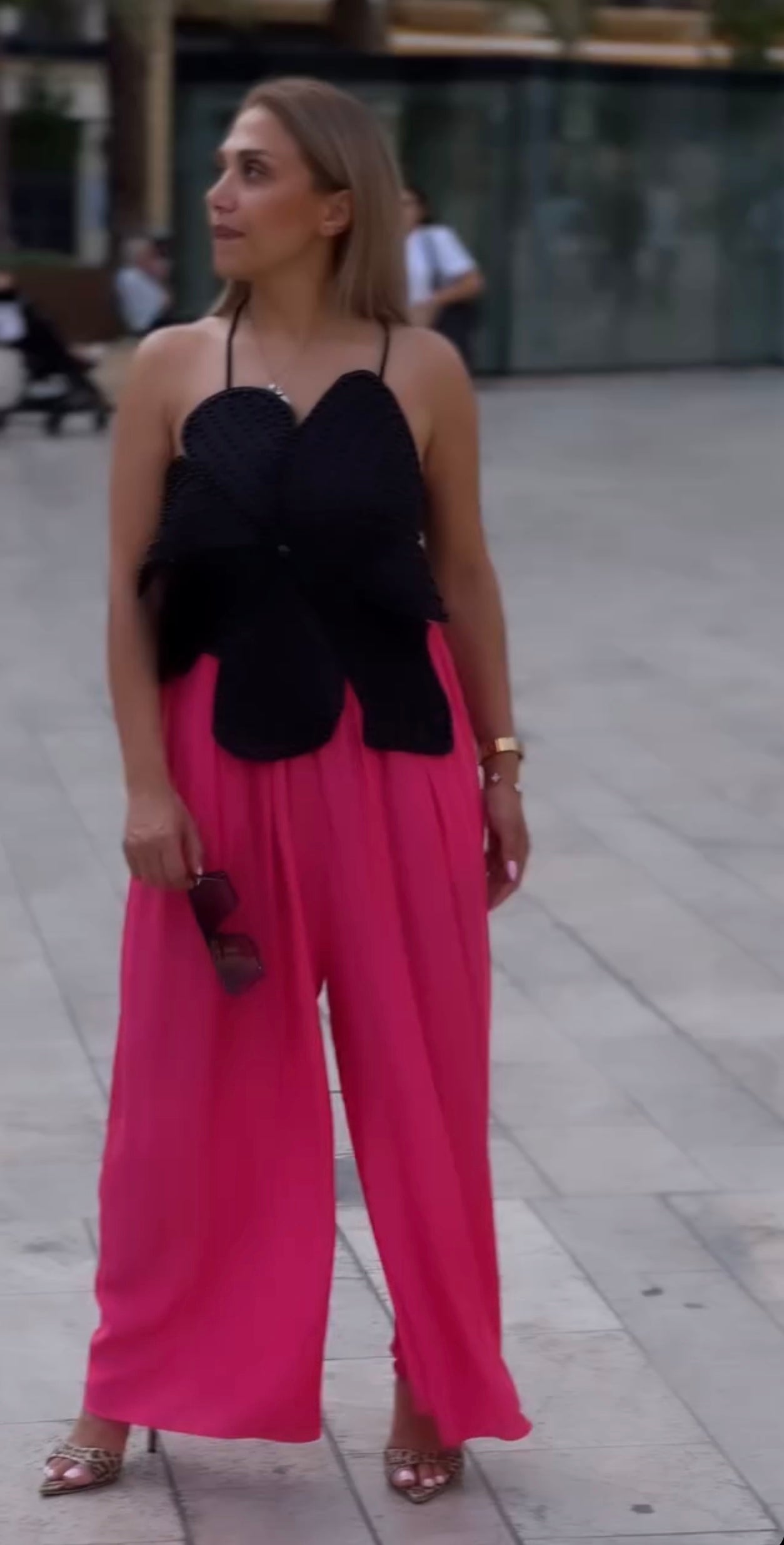 Pantalón palazzo rosa