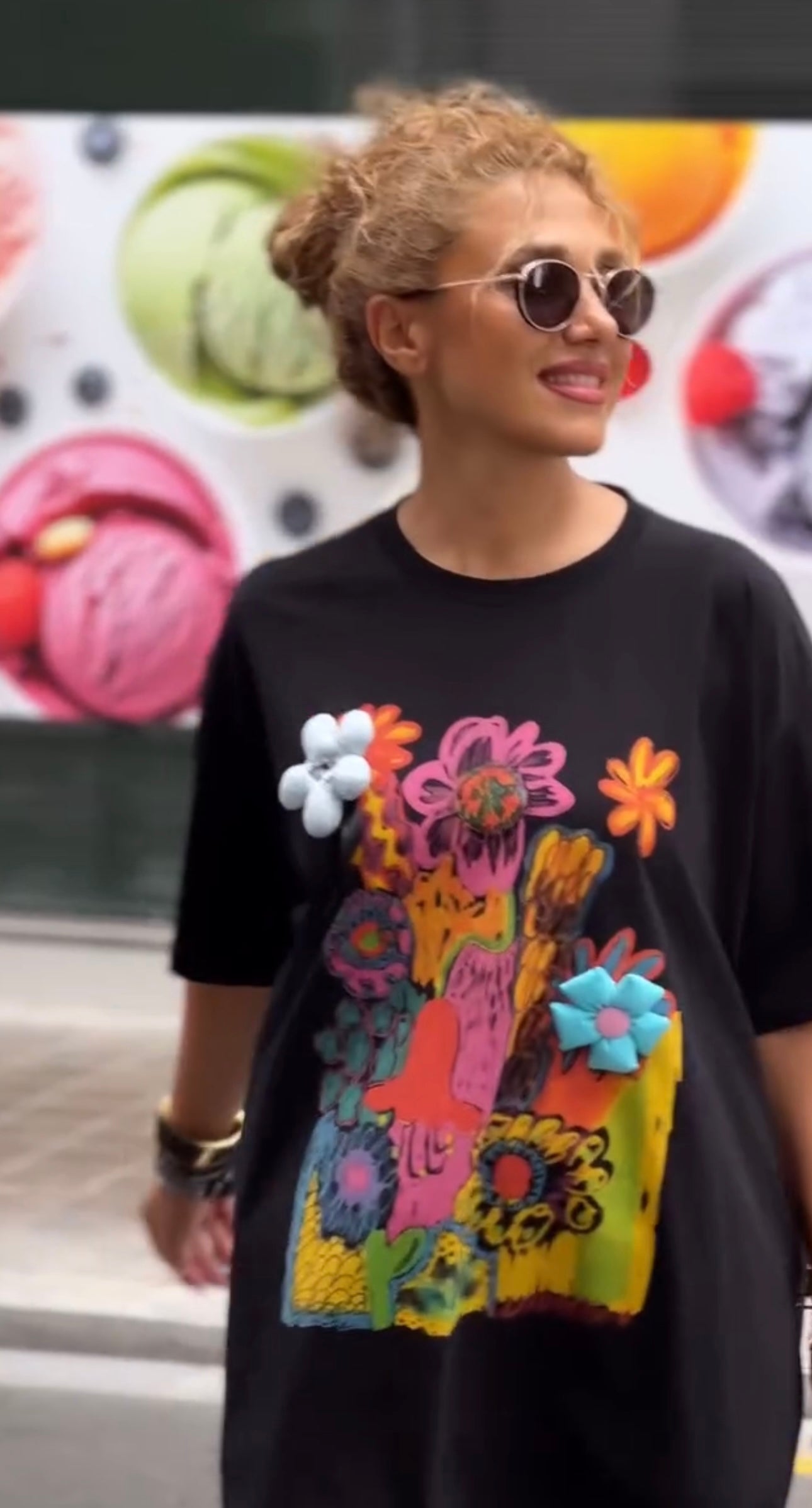 Camiseta Oversize estampado floral