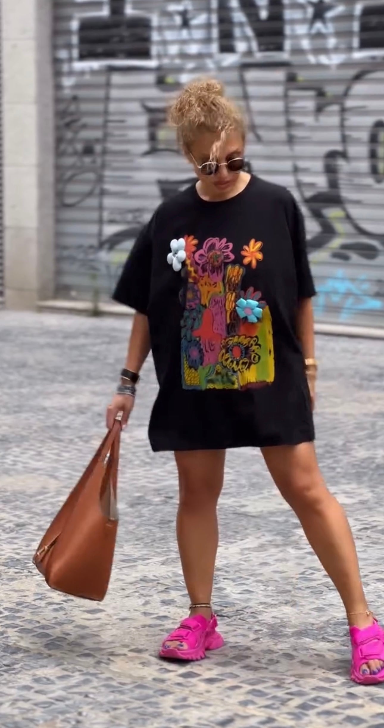Camiseta Oversize estampado floral