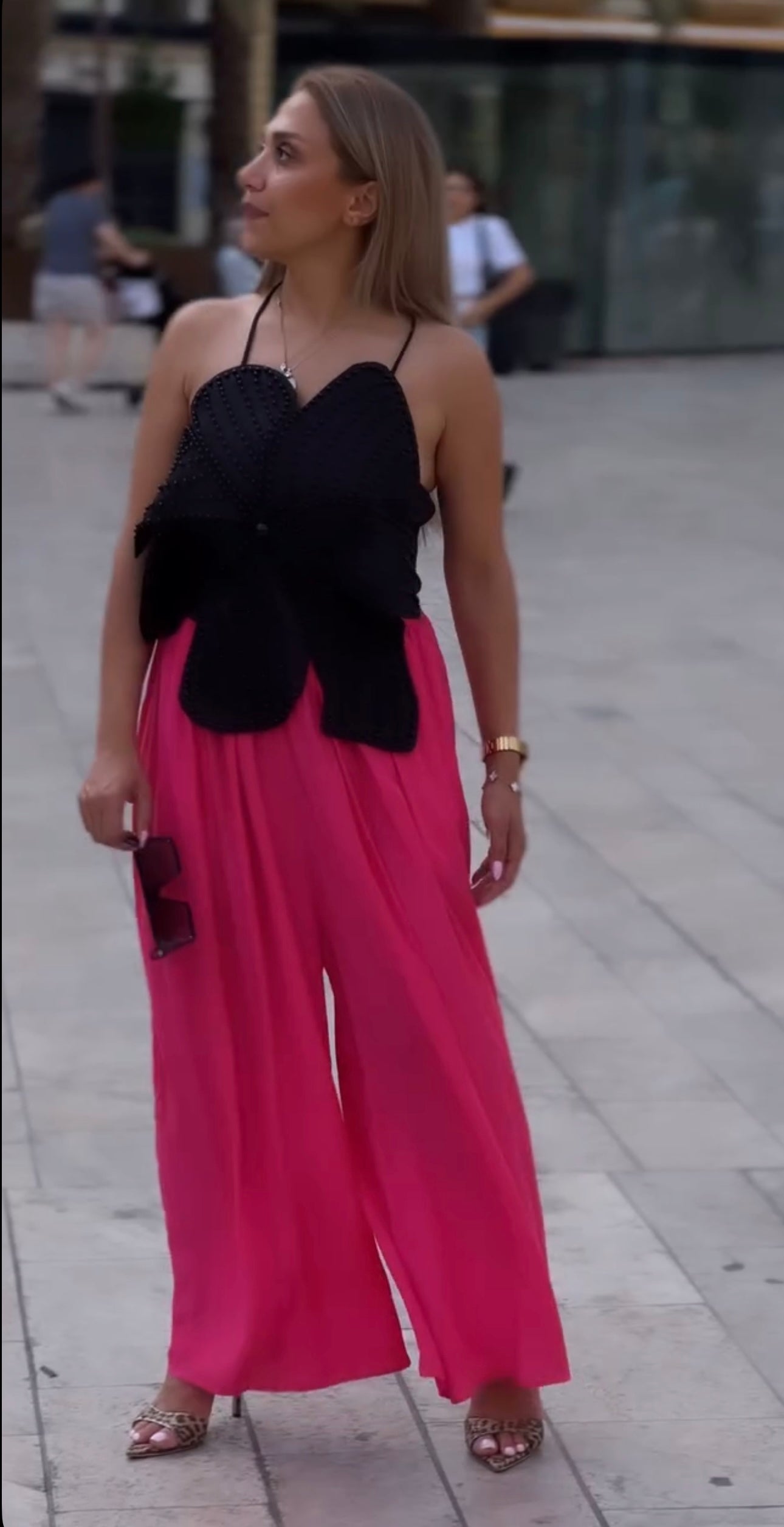 Pantalón palazzo rosa