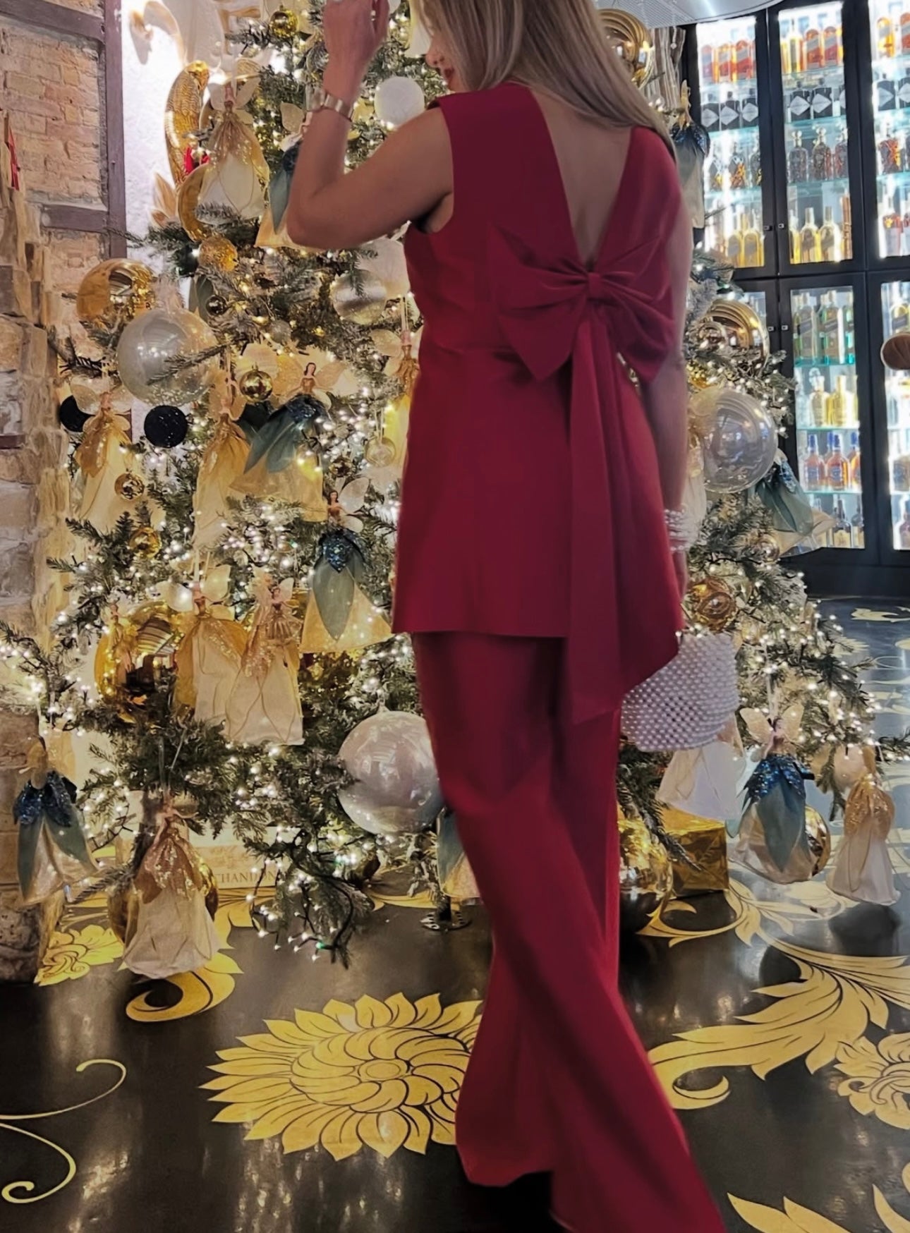 Conjunto elegante pantalón cintura alta con chaleco largo