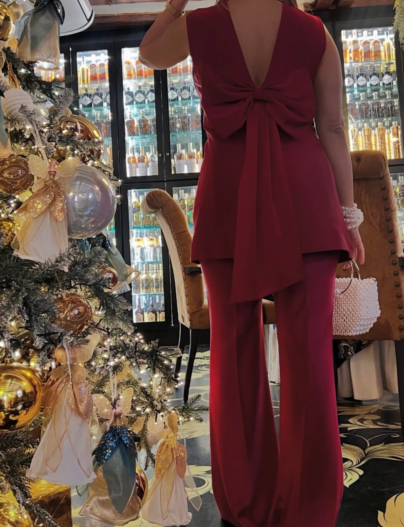 Conjunto elegante pantalón cintura alta con chaleco largo
